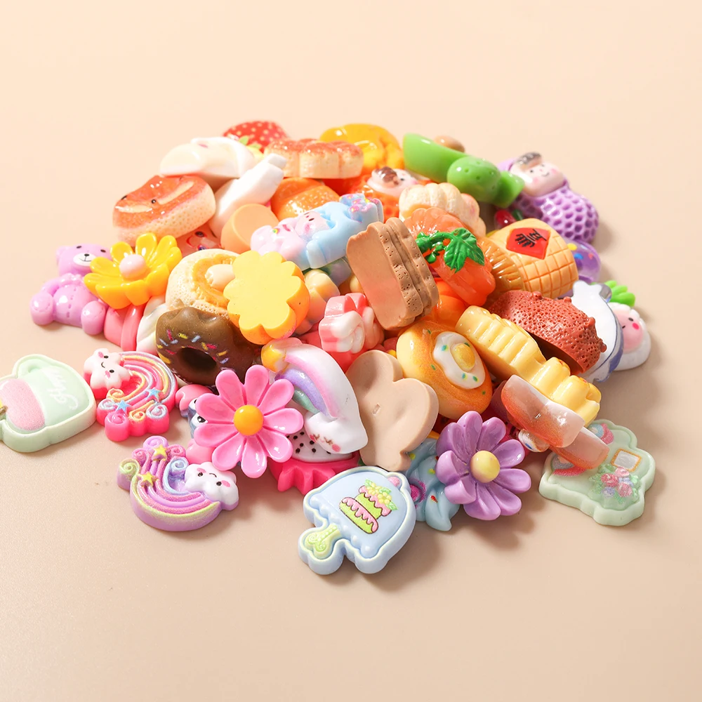 Leslie Mixed 5/20pcs Cute Resin Flower Fruit Animal Charm Cabochon DIY Nail Arts Phone Case Pendant For Jewelry Making Findings
