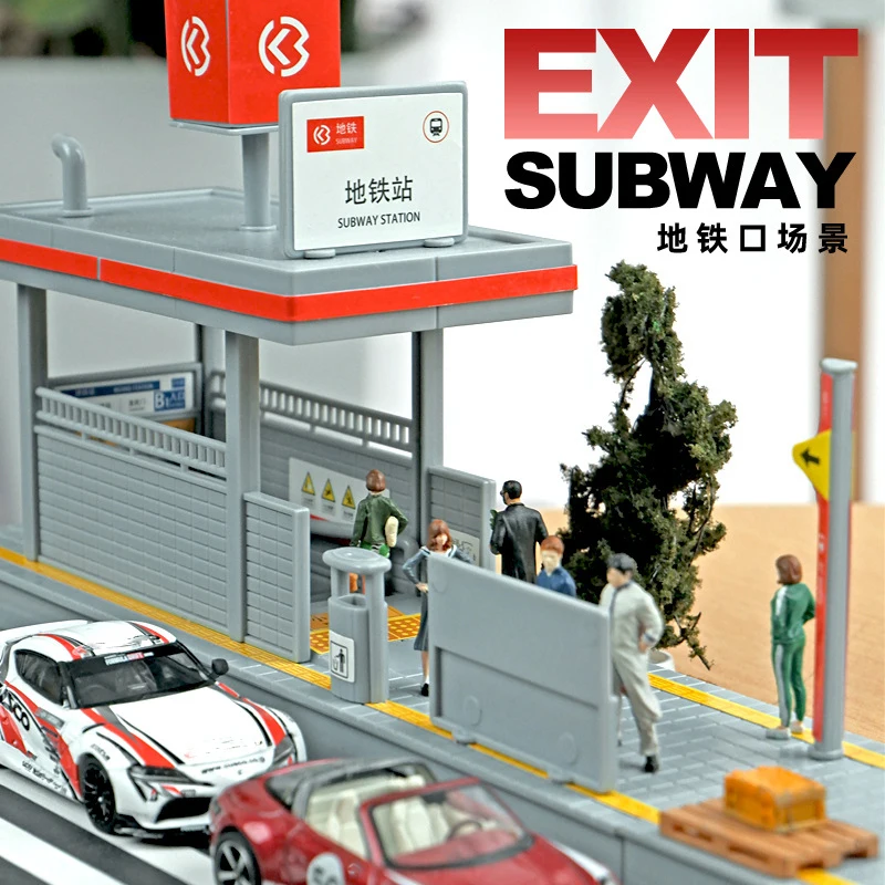 1/64 Metro Station Subway Station Building Model Simulated Tunnel Entrance Figure Display Street View Micro Scene Props Decor