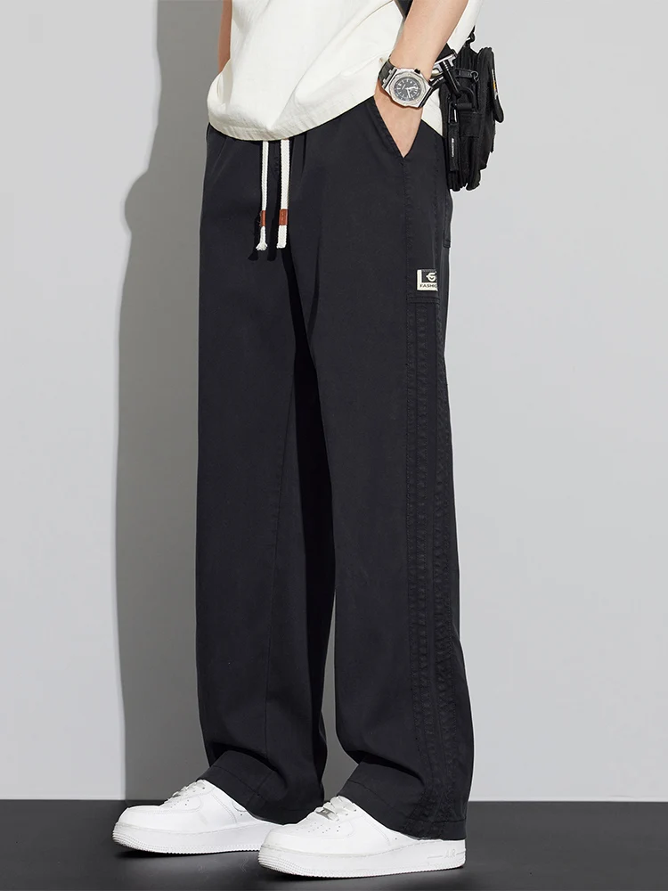 

Мужские повседневные широкие джинсы прямого кроя, тонкие летние длинные брюки, свободный крой, для повседневной носки, удобные, дышащие, легкие