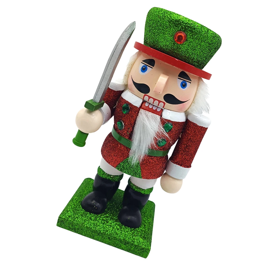

Wooden Nutcracker Soldier Ornament Black Puppet Figure Christmas Decor Craft Desktop Toy Miniature Model Home Decoration