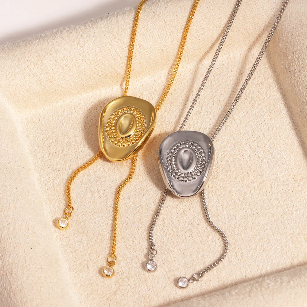 Hohe Qualität Gold Silber Farbe Hut Anhänger Pull Halskette Für Frauen Männer Halsband Cowboy Persönlichkeit Pullover Schmuck Geschenke Großhandel