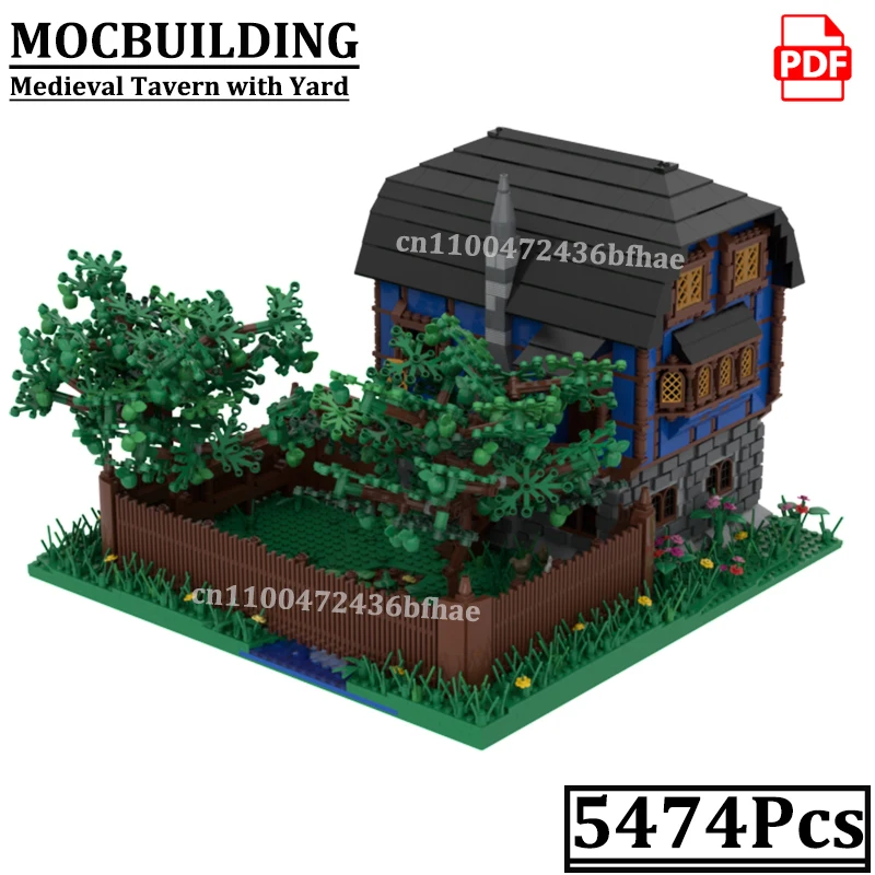 

Средневековая таверна с интерьером, модель для сборки, строительные блоки MOCBUILDING, игрушки для строительства замков и зданий, подарок для детей