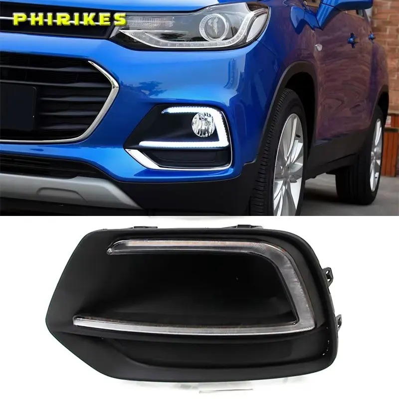 

1 пара DRL для Chevrolet Trax 2017 2018 дневные ходовые огни противотуманные фары дневного света с желтой сигнальной лампой поворота