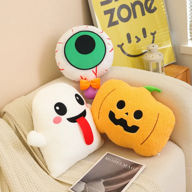 

Halloween Evil Pumpkin Ghost Eye Pillow Doll Horror Soft Stuffed Fake Eyeballs Plush Toys Home Decor For Children Halloween Gift