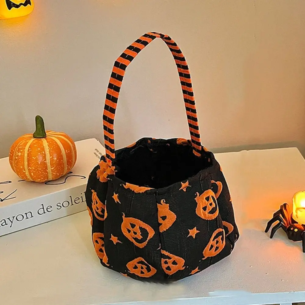 Забавная тканевая сумка для конфет на Хэллоуин, сумка для подарков, кошелек или жизнь, ведро для конфет с тыквой, сумка, плюшевые хлопковые сумки-тоут для детей
