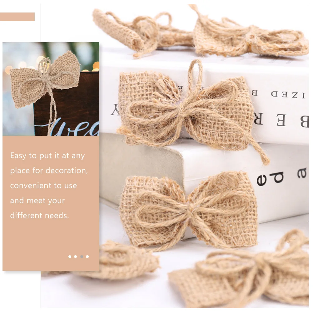 

15pcs Burlap Bow Decorations Wedding Christmas Party Holiday Crafts Hanging Home Mini Bows Gift Wrapping Small Bow Festival