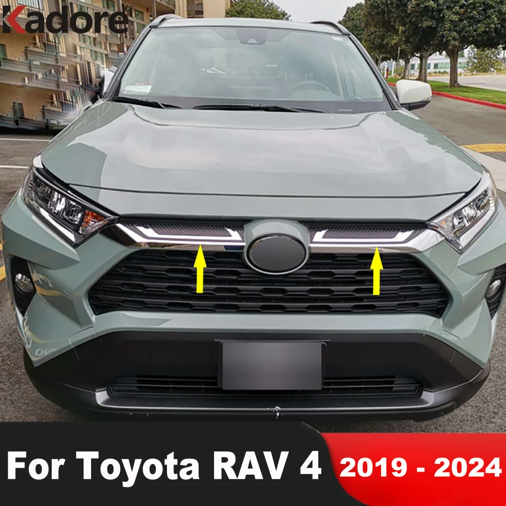 Front Upper Grille Cover Trim For Toyota RAV4 RAV 4 LE XLE 2019 2020 2021 2022 2023 2024 Carbon Car Front Grills Molding Trims