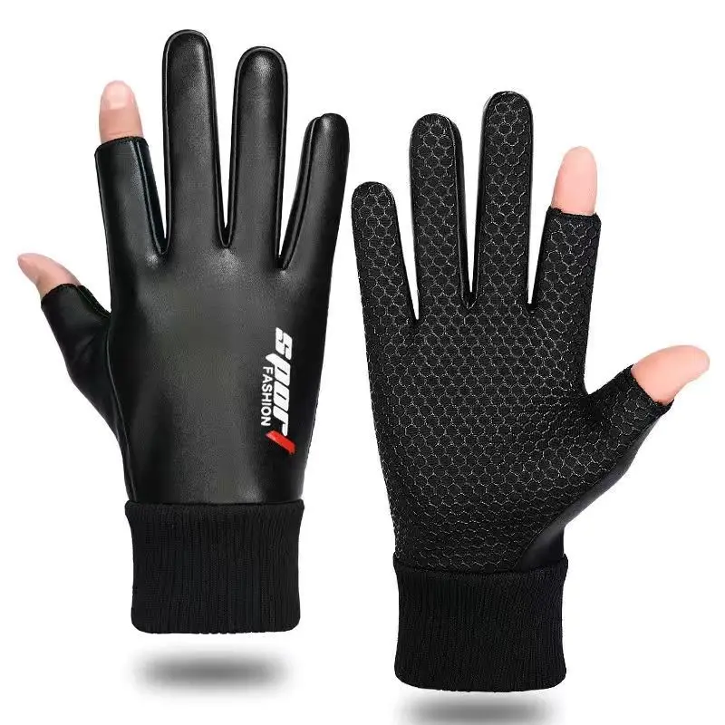 Thermal Gloves Winter Outdoors Cycling Fishing Gloves Men's Photography TouchScreen Thermal Half Finger Flip Glove Skiing