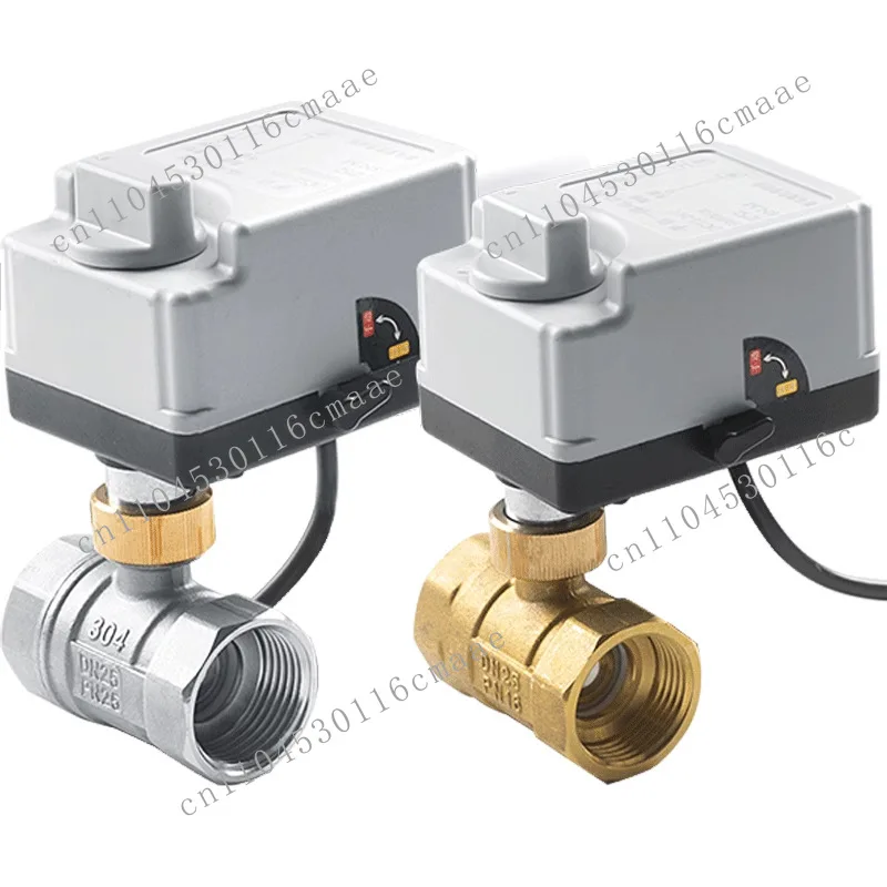 Manual integrated electric two-way ball valve 220v24v12v normally closed brass silk buckle water