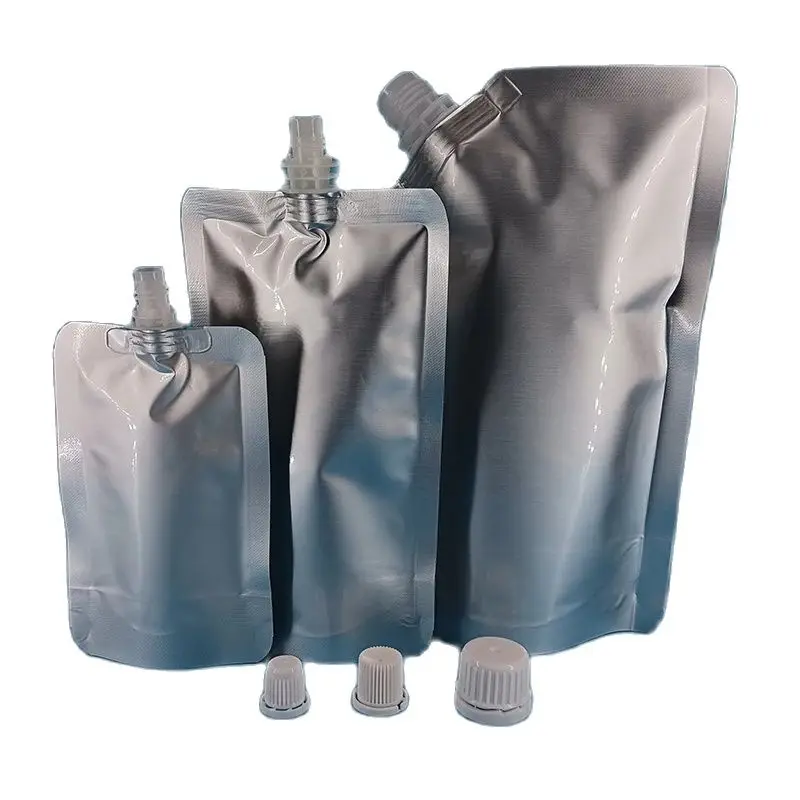 10 Pcs Plastic Bag Silvery Aluminum Foil Spouted Bags Liquid Stand Up Spout Bag High Temperature Retort Bag For Jam Soup Yogurt