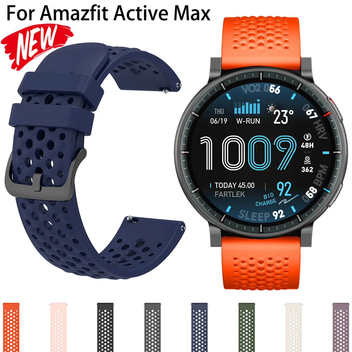 Image of Silikonarmband für Huami Watch Amazfit Active Max, atmungsaktives Sportarmband, verstellbares Armband für Amazfit Active Max, weicher Gürtel