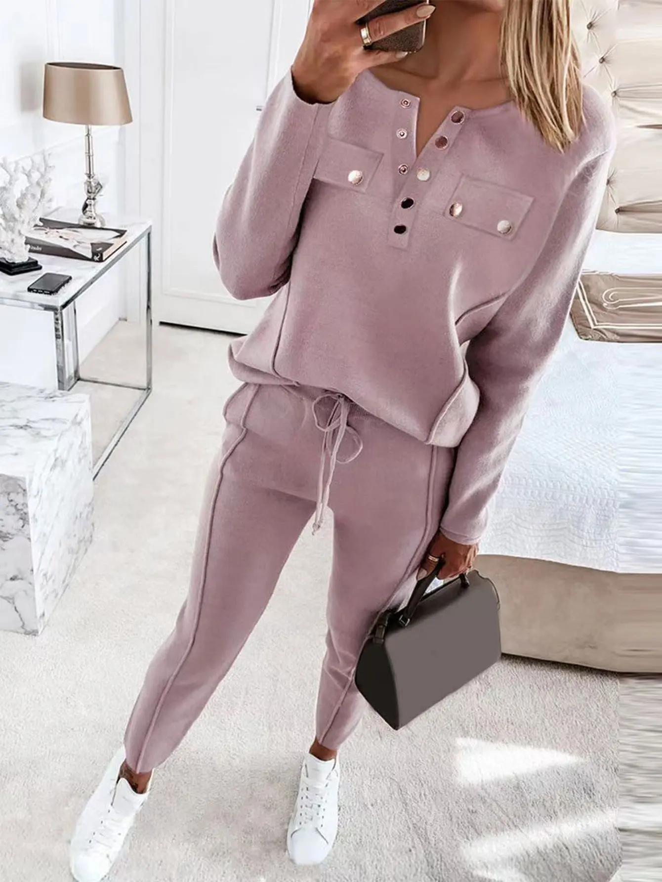 ファッショナブルなカジュアルフィットの女性用スーツパンツセット、長ズボンの服装、装飾なし、さまざまな機会に多用途