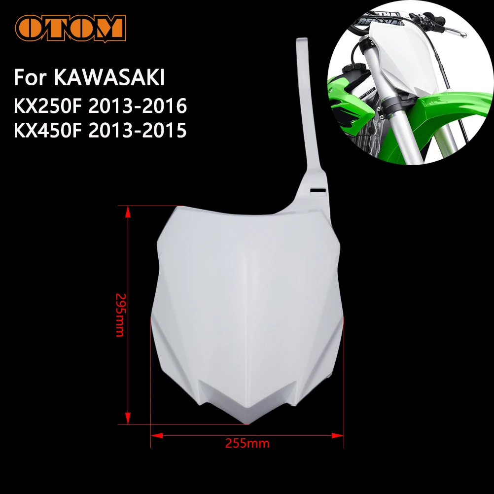 OTOM Motorcycle Front Number Plate For KAWASAKI KX250F 13-16 KX450F 13-15 Dirt Pit Bike Enduro Plastic Fender Cover Fairing