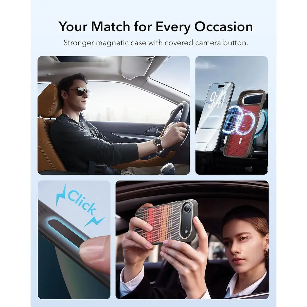 حافظة هوائية من ألياف الكربون لهاتف iPhone 17 - رفيعة للغاية ومقاومة للصدمات وخفيفة الوزن مع توافق MagSafe وحماية ضد الخدش