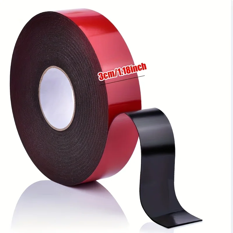 1 Buah 10M Pita Lem Perekat Dua Sisi Kuat Super Lengket dengan Garis Merah Pita Busa Isolasi Anti-tabrakan Tahan Air