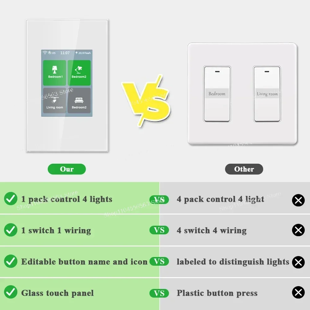 2024 mais recente lcd toque 4 gang way tuya wifif zigbee interruptor de luz parede inteligente casa inteligente atender com tuya google casa alexa