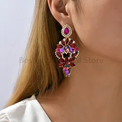 Charm Luxury Elegant Crystal Dangle Earrings For Women French Popular Big Pendientes Girls Party Fashion Geometric Jewelry Gifts