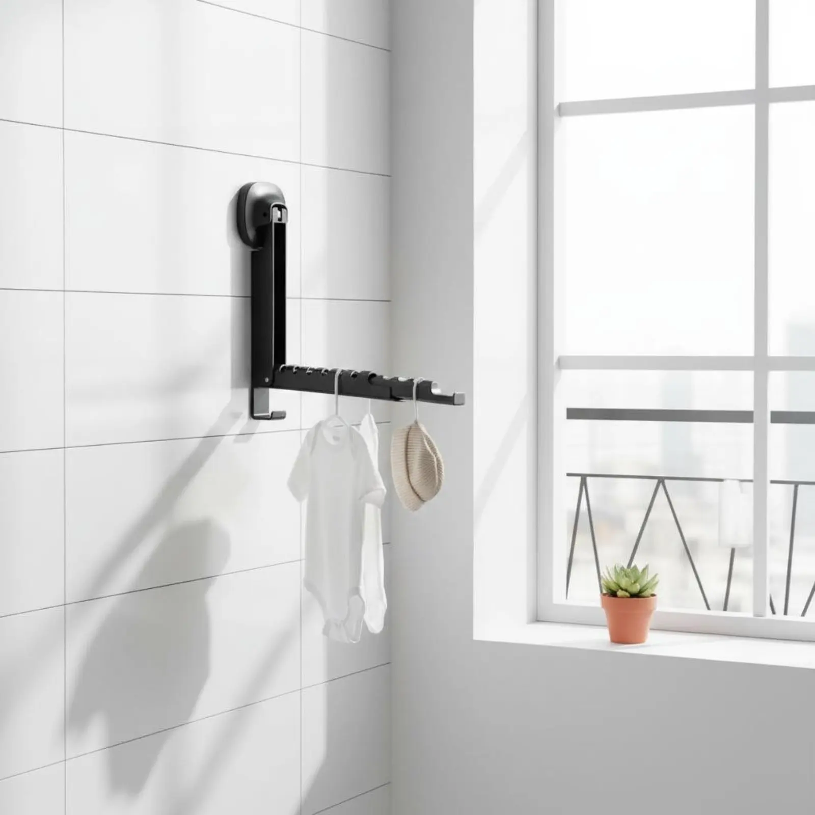 

Suction Cup Clothes Drying Rack Waterproof Foldable Wall Drying Rack Telescopic Laundry Hanger Space Saving Suction Cup Hanger