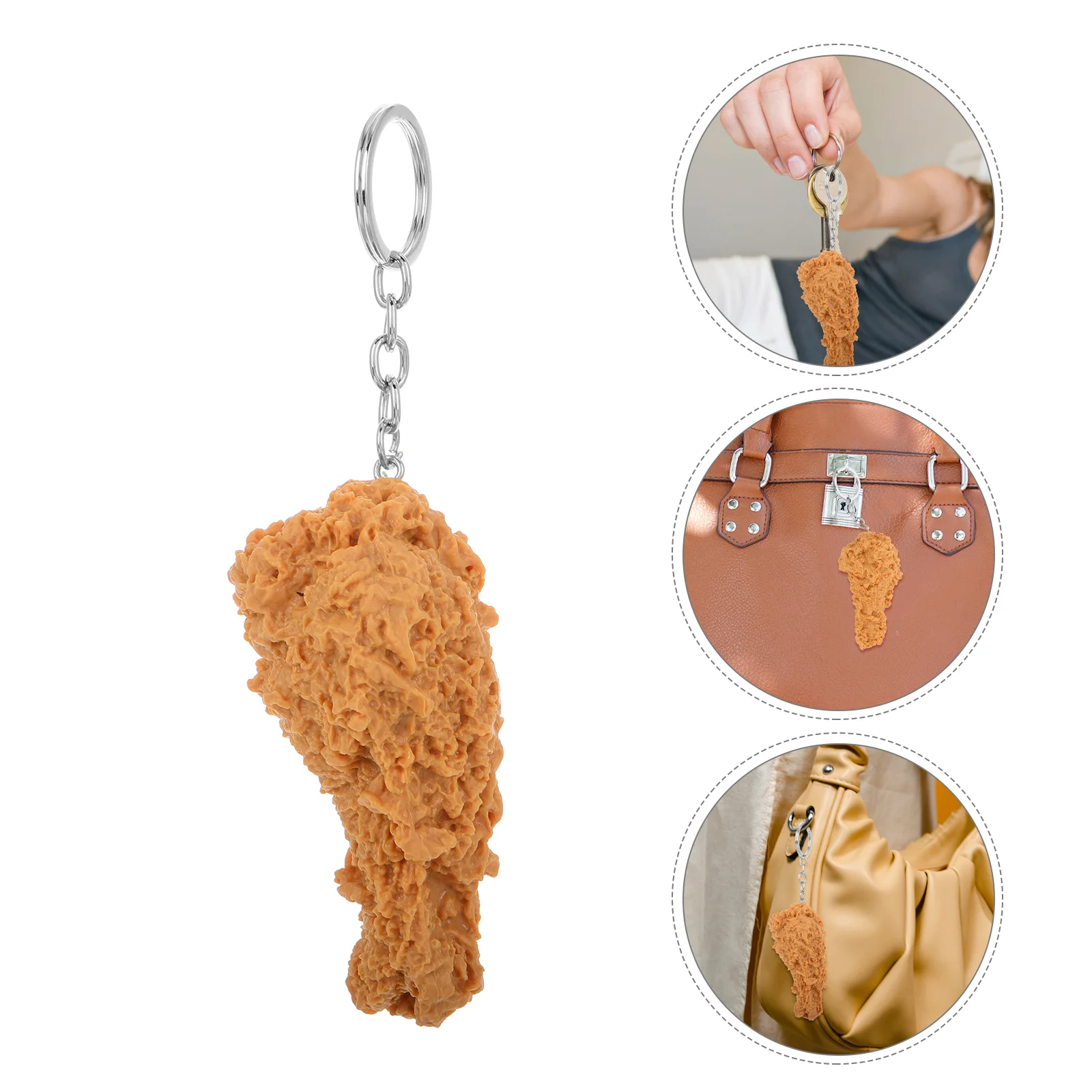 Creative Chicken Leg Pendant Realistic Fried Keyring Simulation Keychain Legs Nuggets Metal' Student Toy