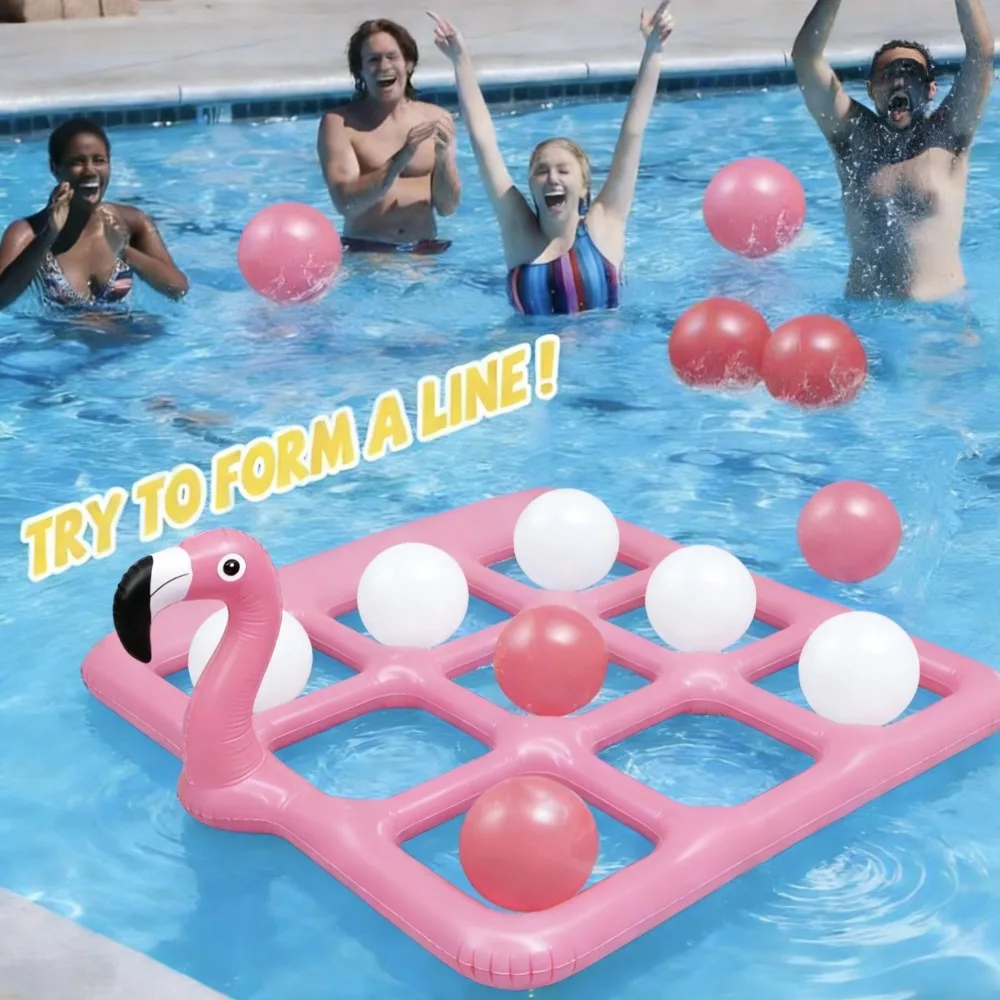 flamingo-pool-water-toys-tic-tac-toe-games-set-inflatable-floats-toy-with-balls-outdoor-games-for-family-party-beach-adults-teen