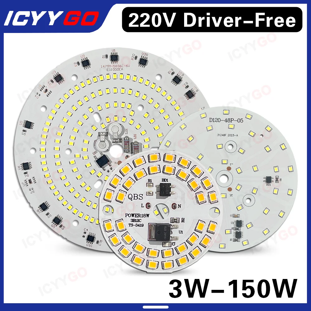 3W 5W 7W 9W 12W 15W 18W 24W 40W 50W 80W 100W 150W AC220V Smart IC Driver LED Light Board LED PCB Bulb Downlight High Bay Light