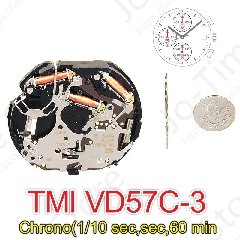 VD57 Movement VD57C Quartz Movement 6 Hands 6/9/12 Small Seconds Japanese New Original Watch Movement Accessorie