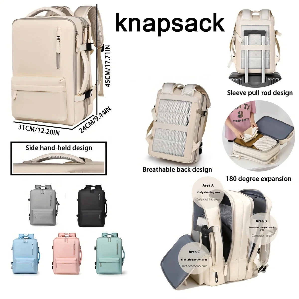 

30l Large Capacity Unisex Travel Backpack Oxford Men And Women With The Same Casual Backpack Expandable Business Shoulder Bag