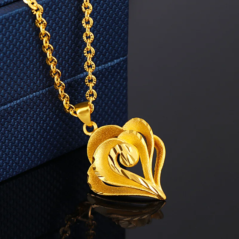 

Pure Gold Fashion Love Pendant Female Gold Necklace Gold 24k Jewelry Tiktok Kwai One hair