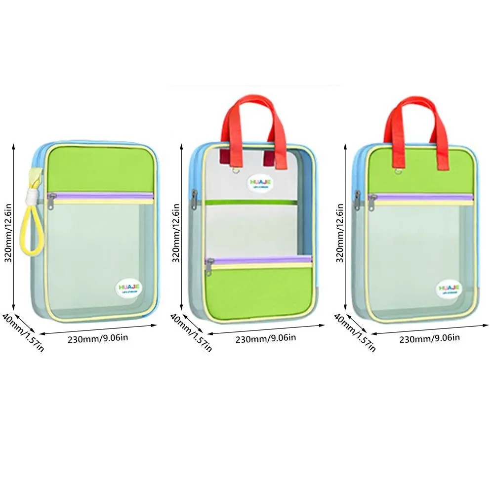 متعددة الوظائف على شكل حرف L حقيبة ملفات مفتوحة كبيرة شفافة محمولة حقيبة تعليمية منظم قرطاسية مكتب المدرسة