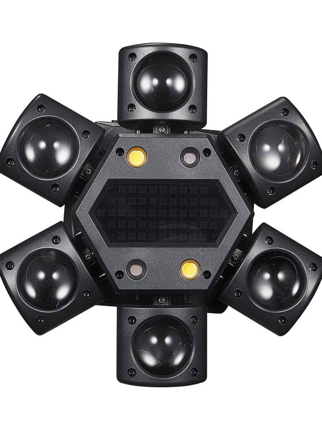 Mini Sechsarmiger DJ Disco-Lichteffekt 80W Soundgesteuert DMX512 Bühneneffekt RGBW Laser Stroboskop-Projektor für Party Club Feiertage Tanz