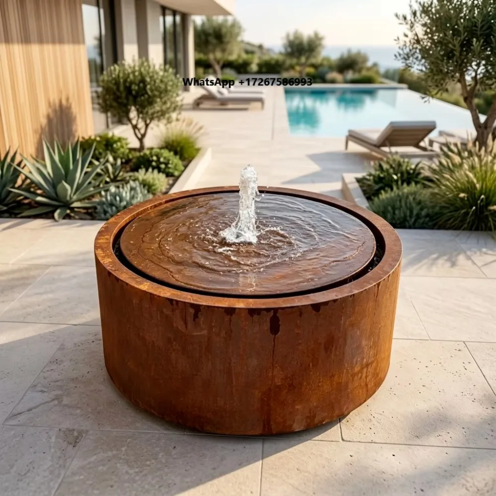 Customized Outdoor Water Pool Fountain Fire Resistant Durable Eco Friendly Garden Corten Steel 110-230V