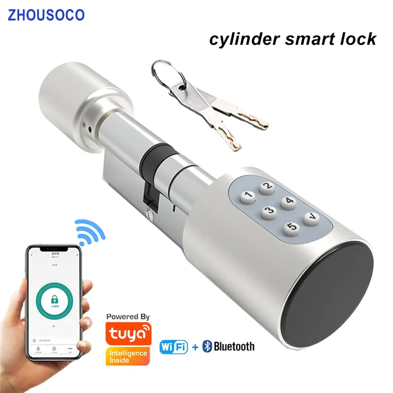 

Tuya BLE Smart Door Lock DIY Cylinder Digital Password APP Keys IC Card Unlock Electronic Lock for Home Hotels Security