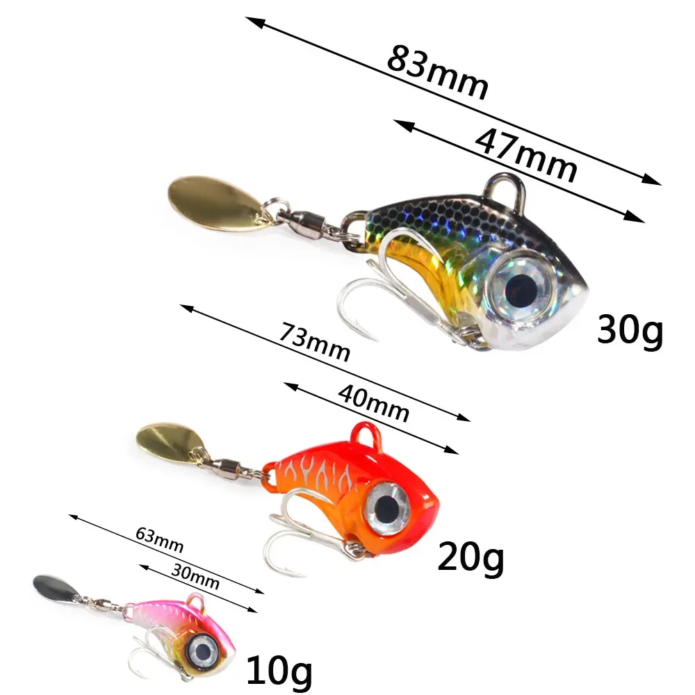 Spinner Bait VIB Spoon Metal Jig Fishing Vibration 10g 20g 30g Artificial Hard Bait Sequins Pesca Wobble Rotating Spinning Lure