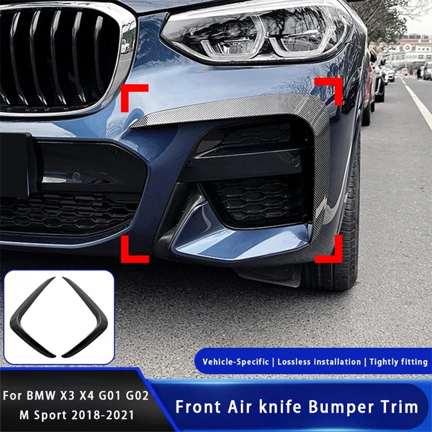 

For BMW X3 X4 G01 G02 M Sport 2018-2021 Front Air Knife Sticker Car Front Spoiler Bumper Lip Side Splitter Body Kit Accessories
