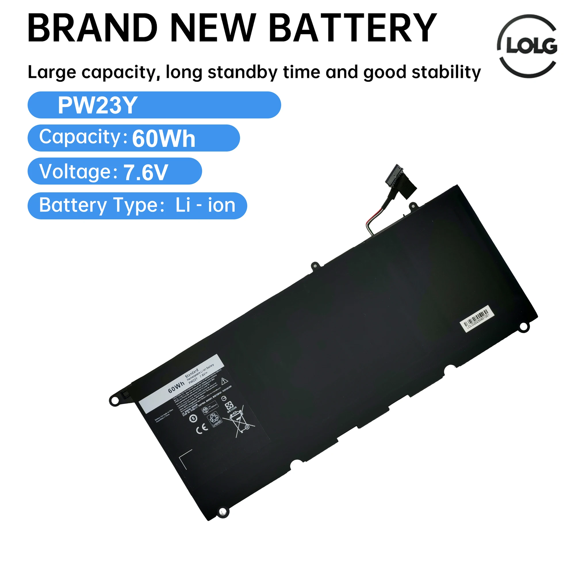 بطارية كمبيوتر محمول بديلة PW23Y لسلسلة DELL XPS 13 9360 RNP72 TP1GT P54G #1