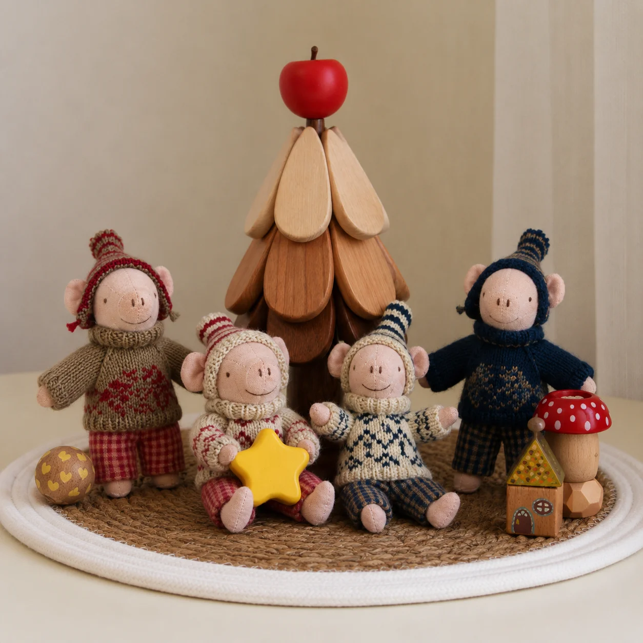 Handmade Linen Doll Soft Fabric Character Doll Montessori Pretend Play Toy Kids Gift Christmas Decoration