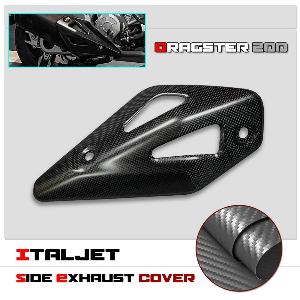 

100% Real Carbon fiber For Italjet Dragster 200 Motorcycle Side Heat Pipe Exhaust Shield Cover Trim Shell Fairing Panel Guard