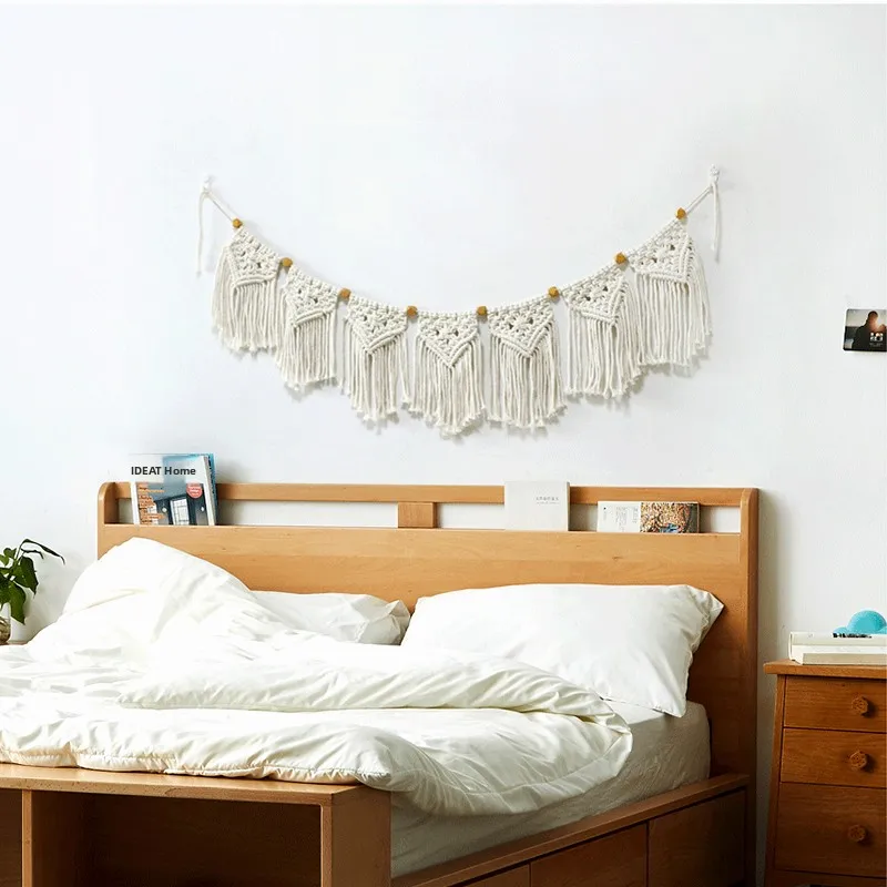 Nordic Style Handwoven Tassel Tapestry Curtain Home Decorative Bedside Hanging Cloth Artistic B&B Room Decor Festive Decoration