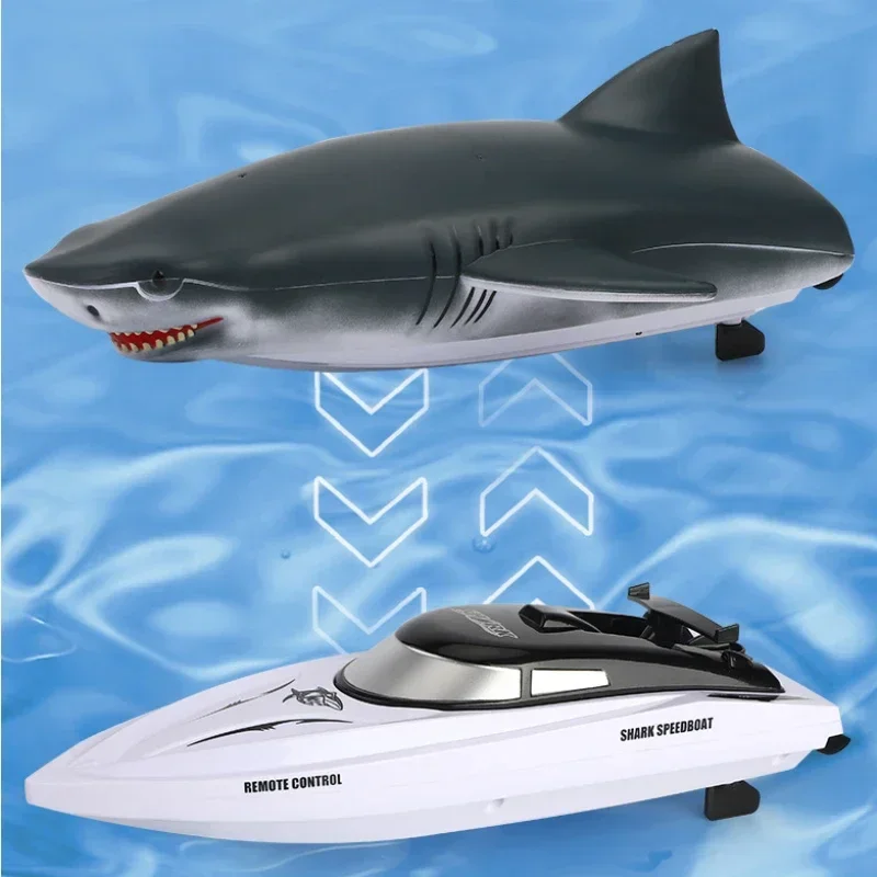 2.4G RC Shark Whale Toy Remote Controlled Boat Ship Submarine Robots Fish Electric Toys for Boys RC Crocodile Kids Gifts Toy