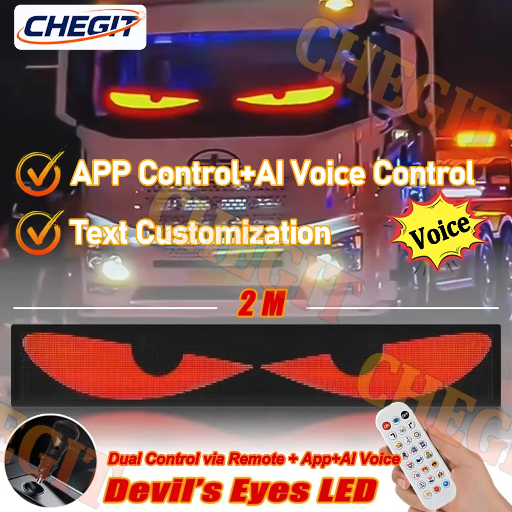 

Приложение Devil's Eye с большим экраном + прокрутка лобового стекла грузовика AI, рекламная светодиодная вывеска для автомобиля, RGB DIY, светодиодная панель, гибкий дисплей, свет