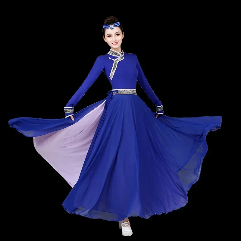 

Mongolian Costumes Dance Performance Women's Art Test Ethnic Tibetan Dance Stage Wear Big Swing Skirts Hmong Chopstick Dance