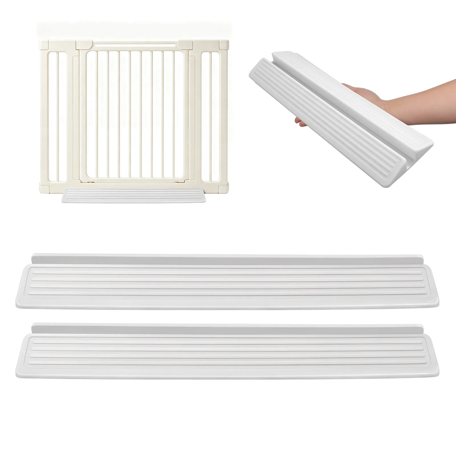 2Pcs Anti-Kick Foot Pedals Gate Security Pet Gate Doorway Reinforcement Accessories White Door Transition Strip