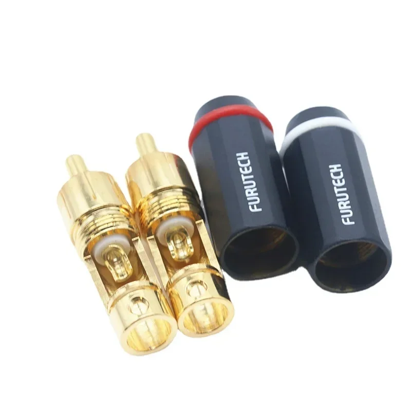4 Stücke 24 Karat vergoldet Furutech RCA Stecker Einzelkristall Kupfer Löten HiFi Audio Adapter Stecker