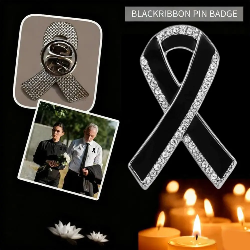 New Black Memorial Black Badge Souvenir Queen Mourning Badge Rhinestones Funeral Memorial Pin For Funerals and Mourning