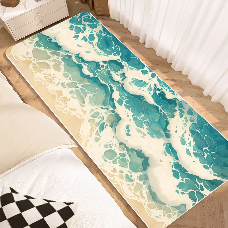 3D Wave Pattern Kids Bedside Carpet Home Creative Bedroom Corridor Decoration Rugs Children's Room Long Aisle Non-slip Floor Mat