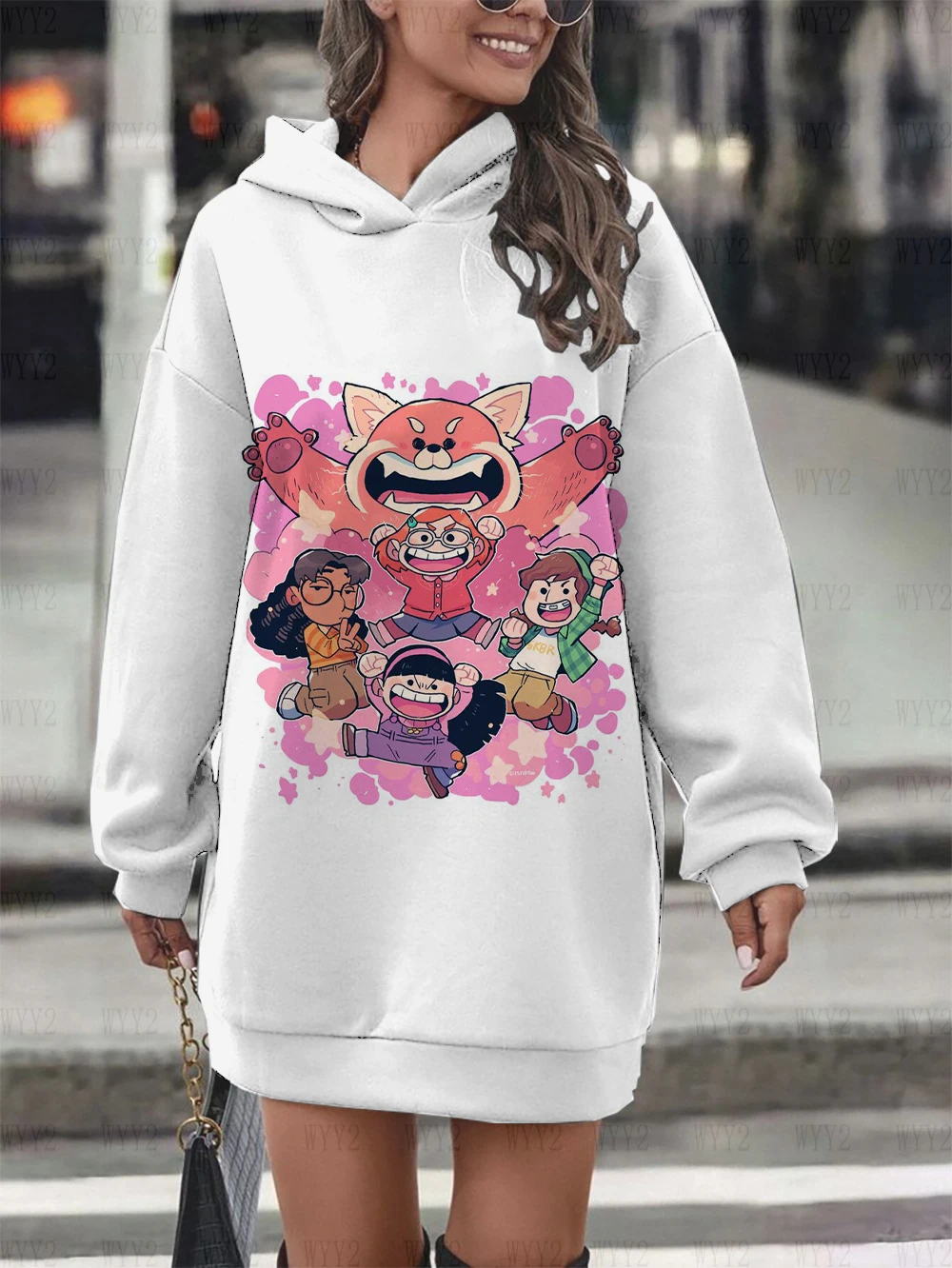 Nueva sudadera con capucha roja con estampado de dibujos animados para mujer, gran oferta, otoño e invierno, cómoda, informal, bonita, sencilla, con capucha, falda, tops, 2024