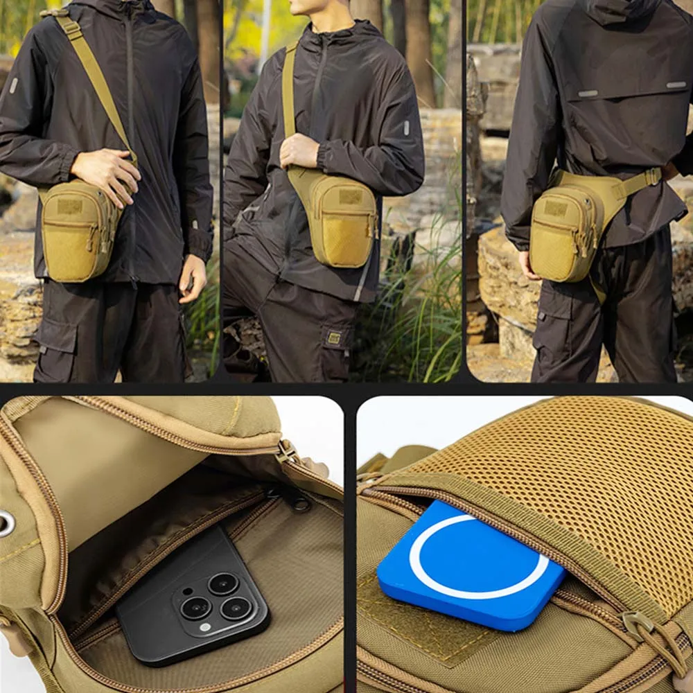 حقيبة الساق التكتيكية دراجة نارية الساق حزمة للجنسين سعة قابلة للتوسيع مادة متينة أشرطة كتف قابلة للتعديل الأنشطة في الهواء الطلق