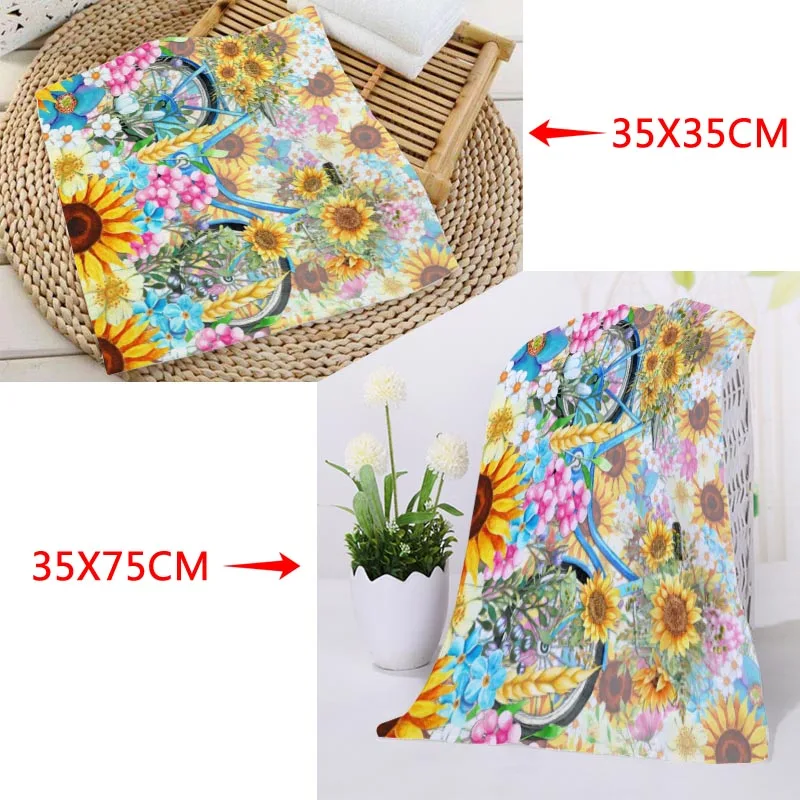 Sunflower Towel Microfiber Bath Towel Baech Towels Sport Drying Travel Towels 35X35cm35x75cm