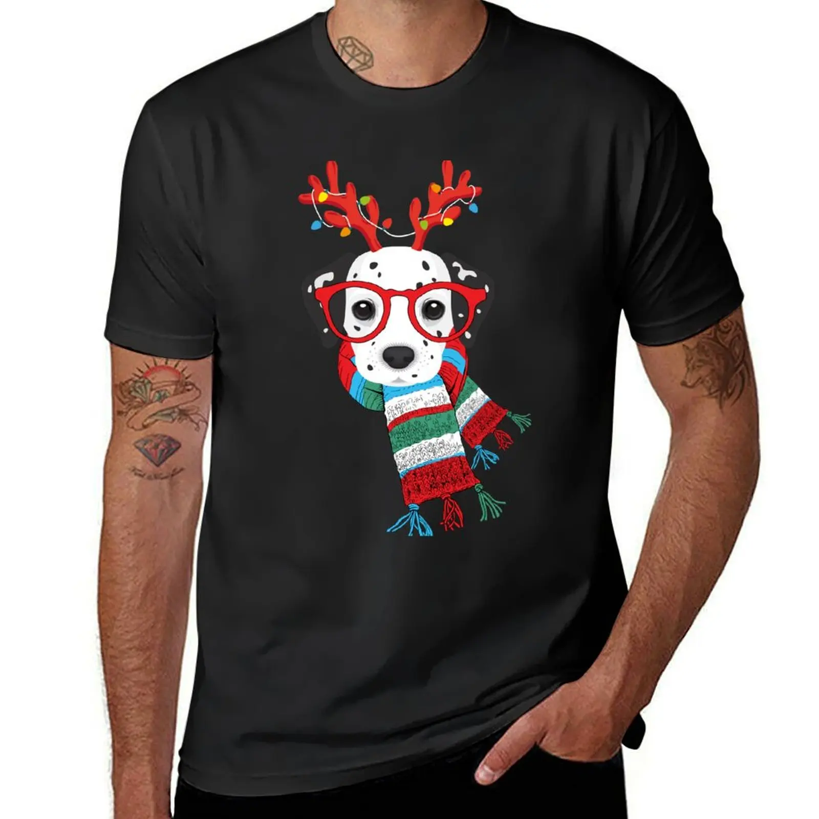 Dalmatian Xmas Holidays Reindeer Christmas Lights T-Shirt shirts graphic tees cute clothes oversized men t shirts