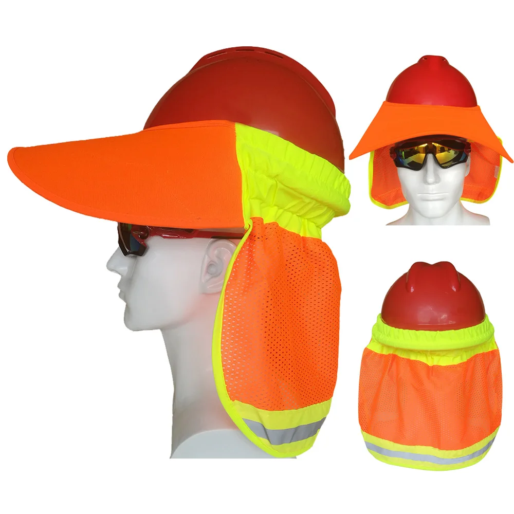 Hi-Vis Hard Hat Neck Sun Shade With Visor Yellow reflective Hard Hat Accessories Riding Sunshade
